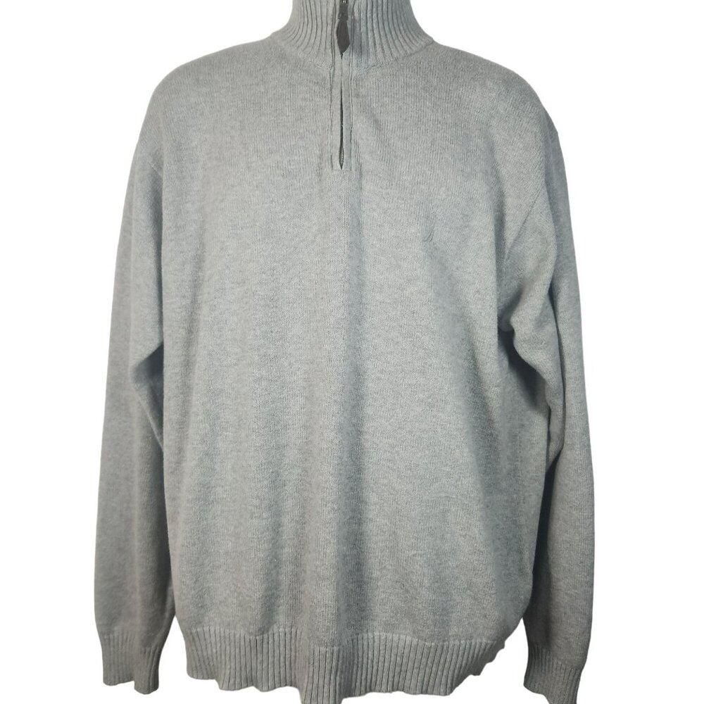 Men's Nautica Light Gray 100% Cotton Turtleneck Sweater (Size XL)